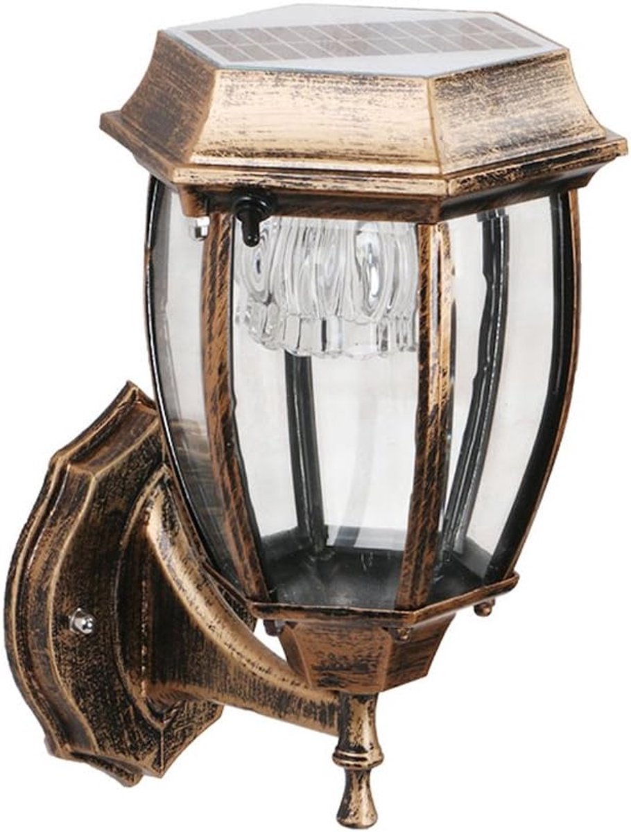 Glazen Lantaarn - Buitenlamp Wandlamp - Terras Verlichten - Op Zonne-energie - 18x26cm - B