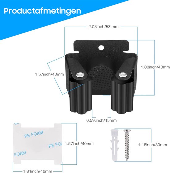 Bezemhouder - 12 stuks - RVS - Tuingereedschap Ophangsysteem - Gereedschapshouder - Gereedschapsklem - bezemklem - Wandhouder - voor dweilen, bezems, tuingereedschap — afbeelding 2