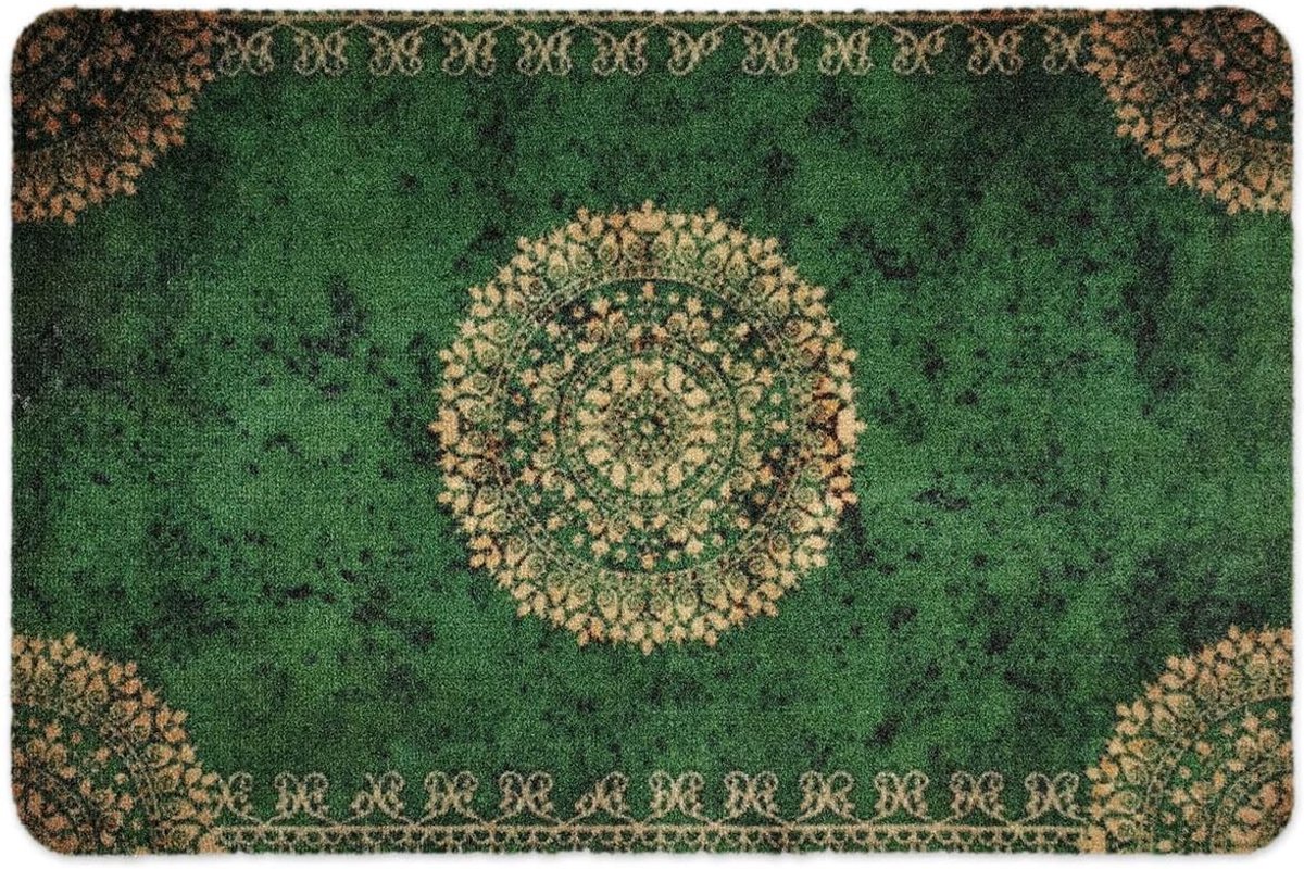 Famanu Deurmat Orient Green, 40 x 60 cm, antislip en wasbaar, vuilvangmat voor binnen en buiten Transparant