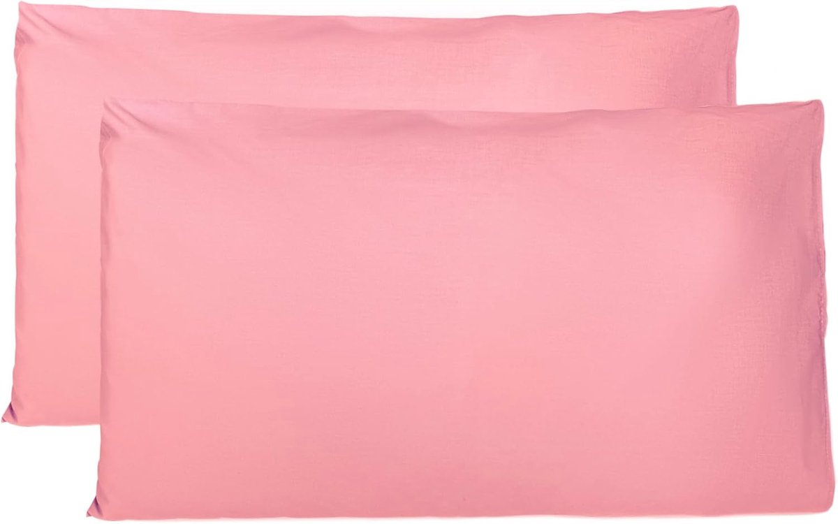 Famanu Set van 2 kussenslopen 100% puur katoen 50 x 80 cm, met zaksluiting, zacht en ademend, roze