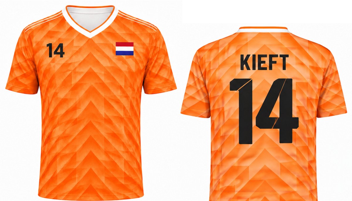 Voetbalshirt EK 1988 Wim Kieft-14 | Nederlands Elftal | EK 88 / WK Voetbal T-shirt Retro Design | Oranje sportshirt | Koningsdag | Holland T shirt | Maat 2XL