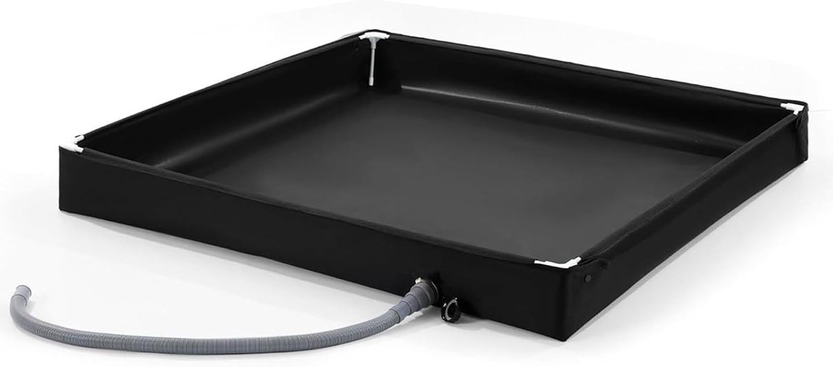Draagbare Douchebak - Opvouwbare Bak - Buiten Douchen - Met Afvoer - 80x80x10cm - Zwart