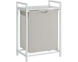 Wassorteerder - 65L - Metaal - Wit - Wasmanden - Wassorteerder met Plank - 50 x 33 x 72 cm