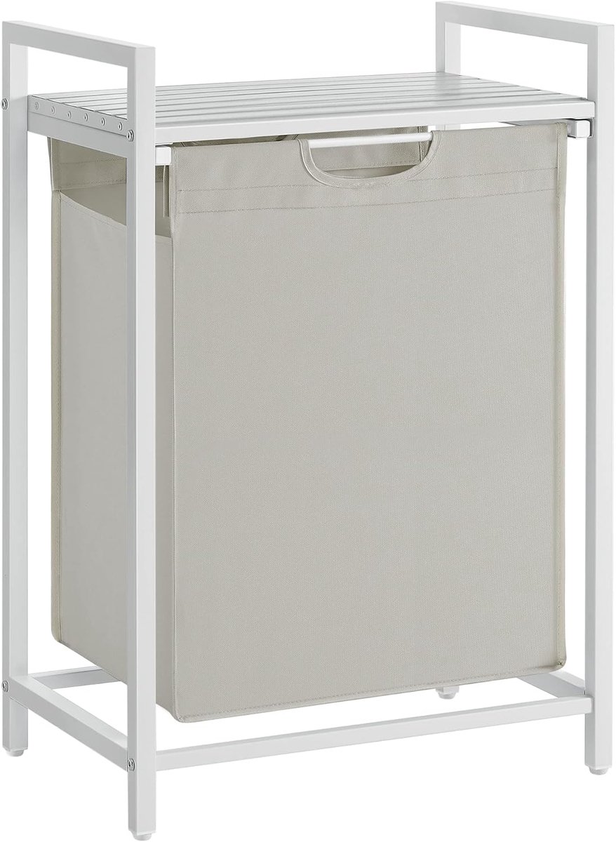 Wassorteerder - 65L - Metaal - Wit - Wasmanden - Wassorteerder met Plank - 50 x 33 x 72 cm