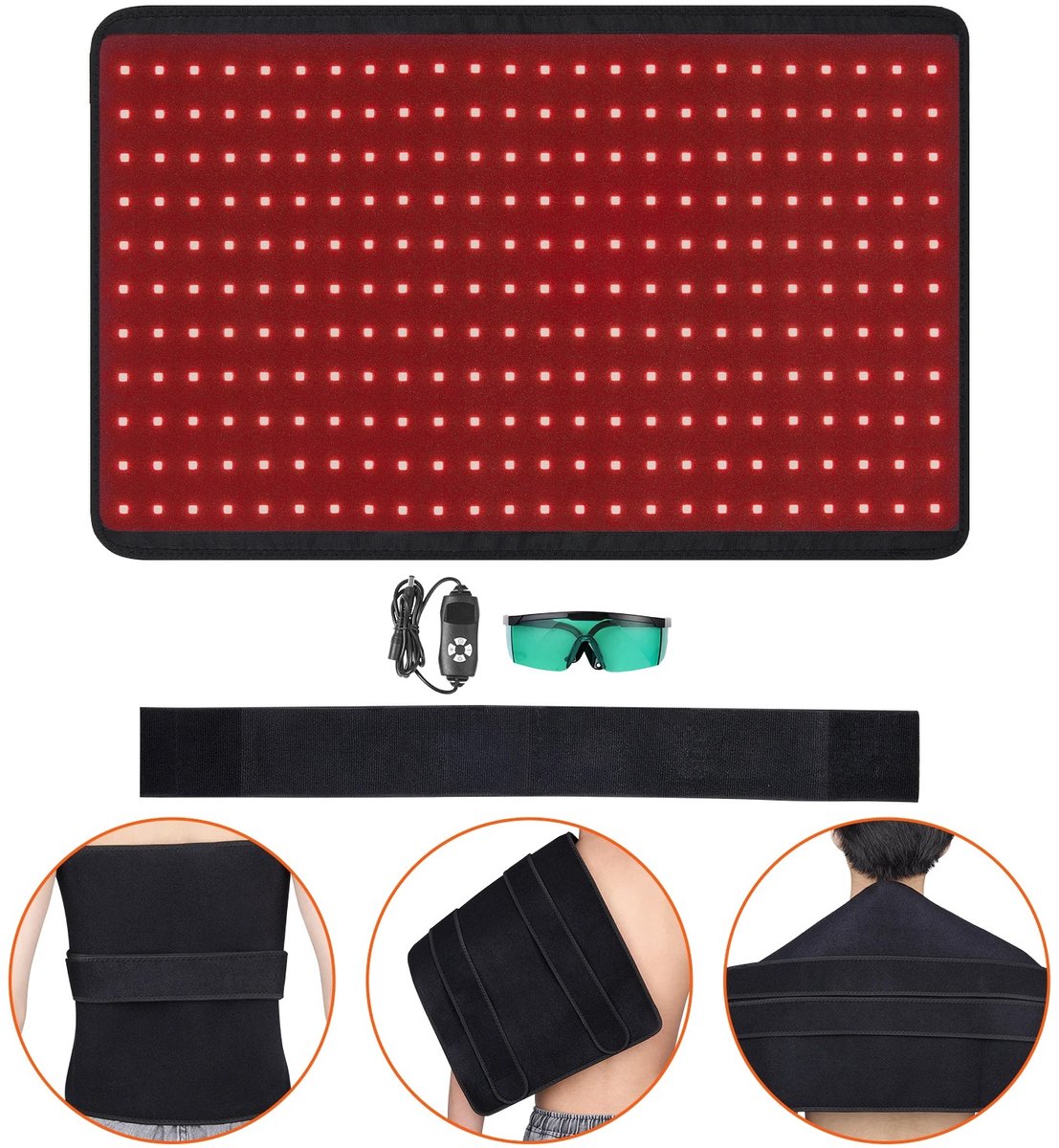 Cellista Roodlichttherapie Pad 264 LED's - Infrarood Lichttherapie - Roodlicht Therapie Lamp - Lichttherapie Mat - 630nm 660nm 850nm - Timer en Controller