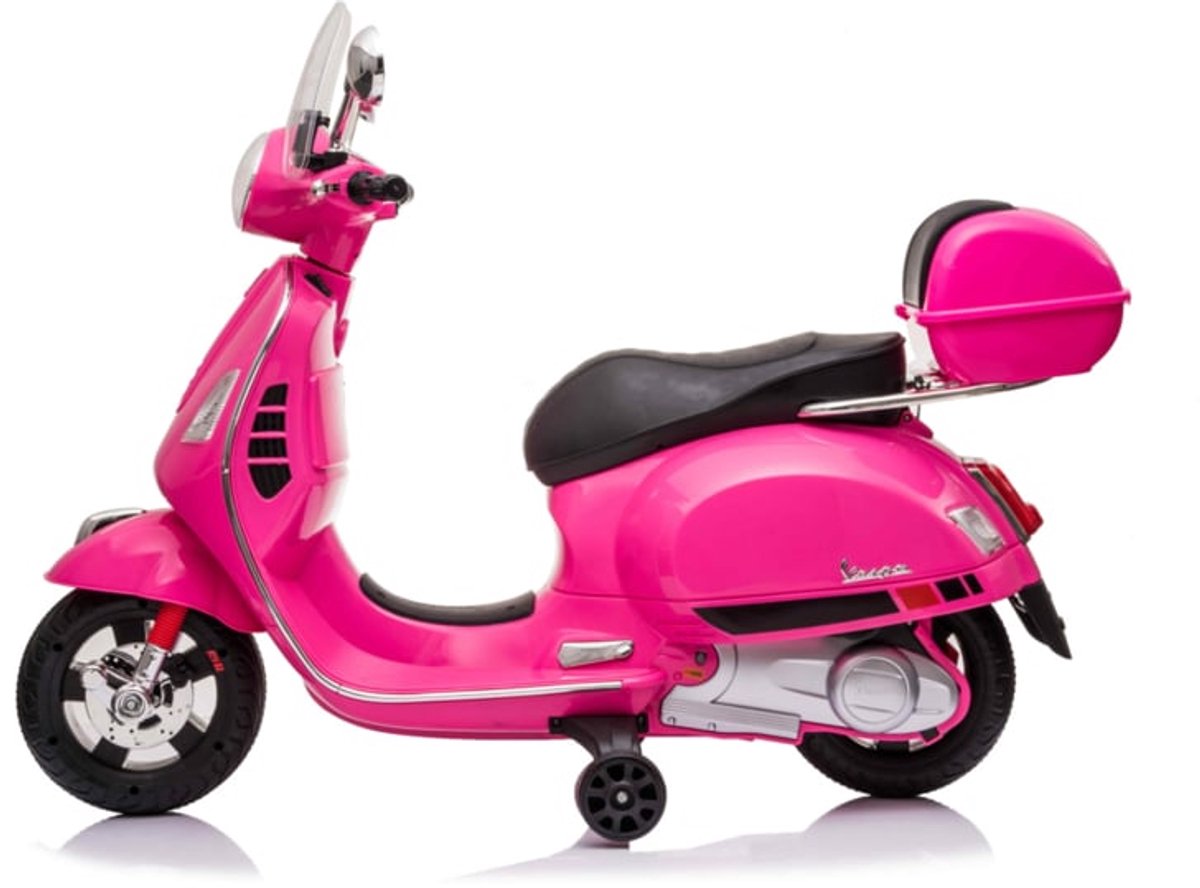 Vespa GT-S 12V elektrische kinderscooter roze - full options - licentie scooter - met windscherm, beautycase en zijwieltjes – foto 5
