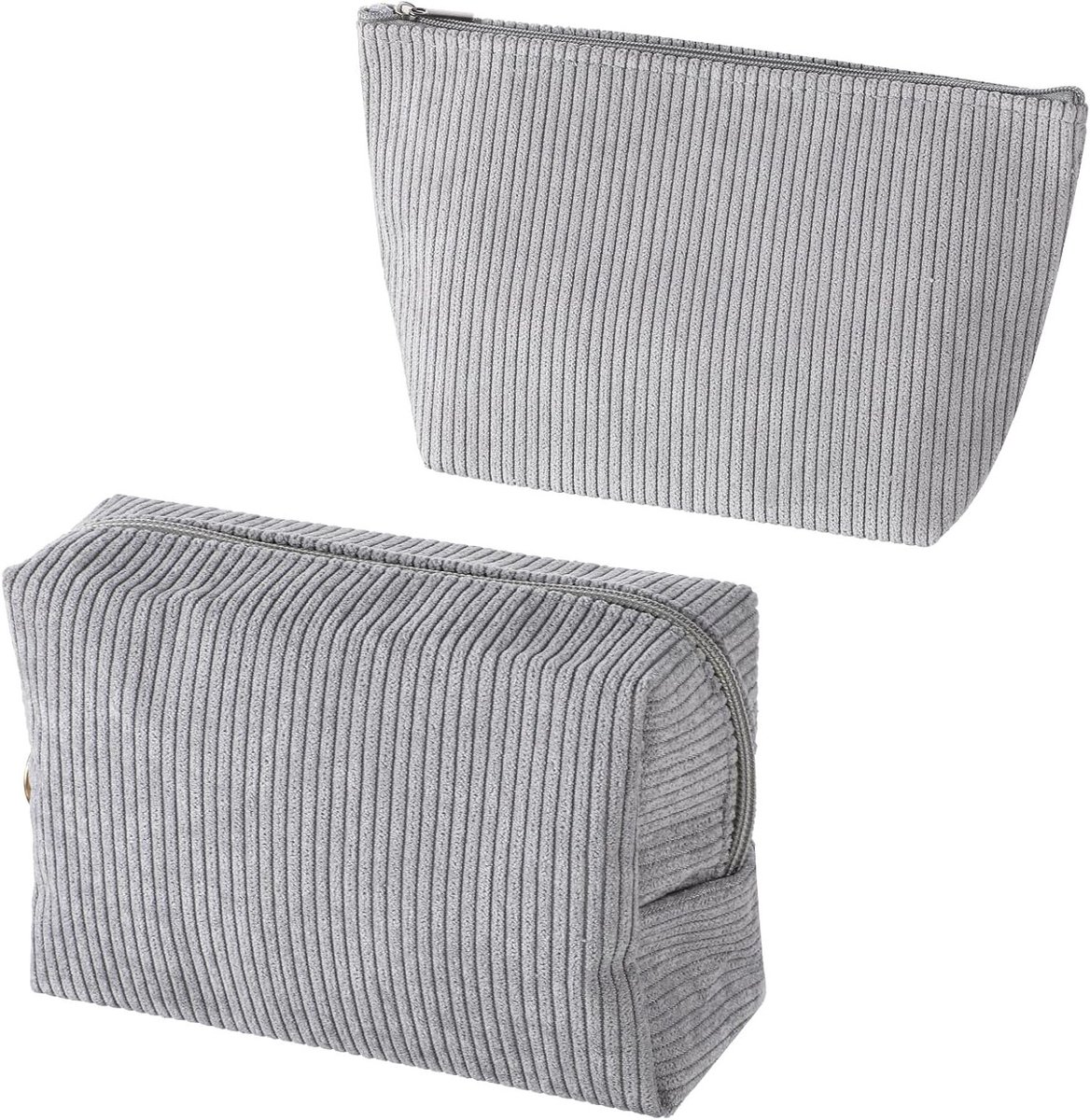 Kleine Cosmetica Tas met Rits - Grote Capaciteit Make-up Organizer voor Reizen - Multifunctionele Make-up Tassen voor Vrouwen, Grijs, 2 Stuks, Classy Design
