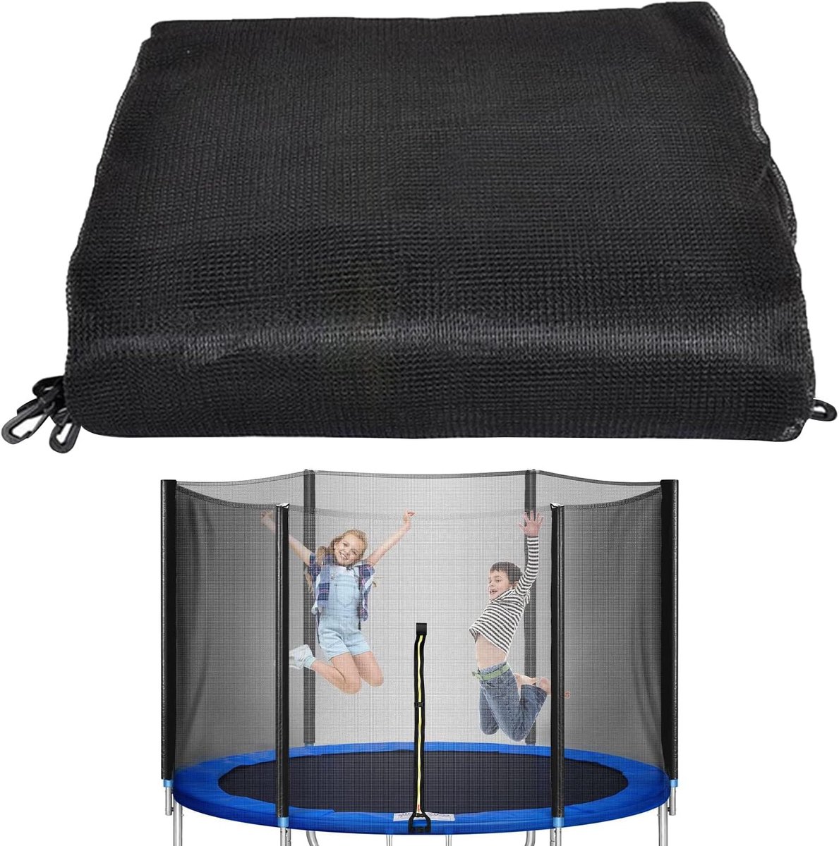 Trampoline Veiligheidsnet - Vervangend Net - Buiten Spelen - Dubbele Ritssluiting - Tot 3 meter - Zwart