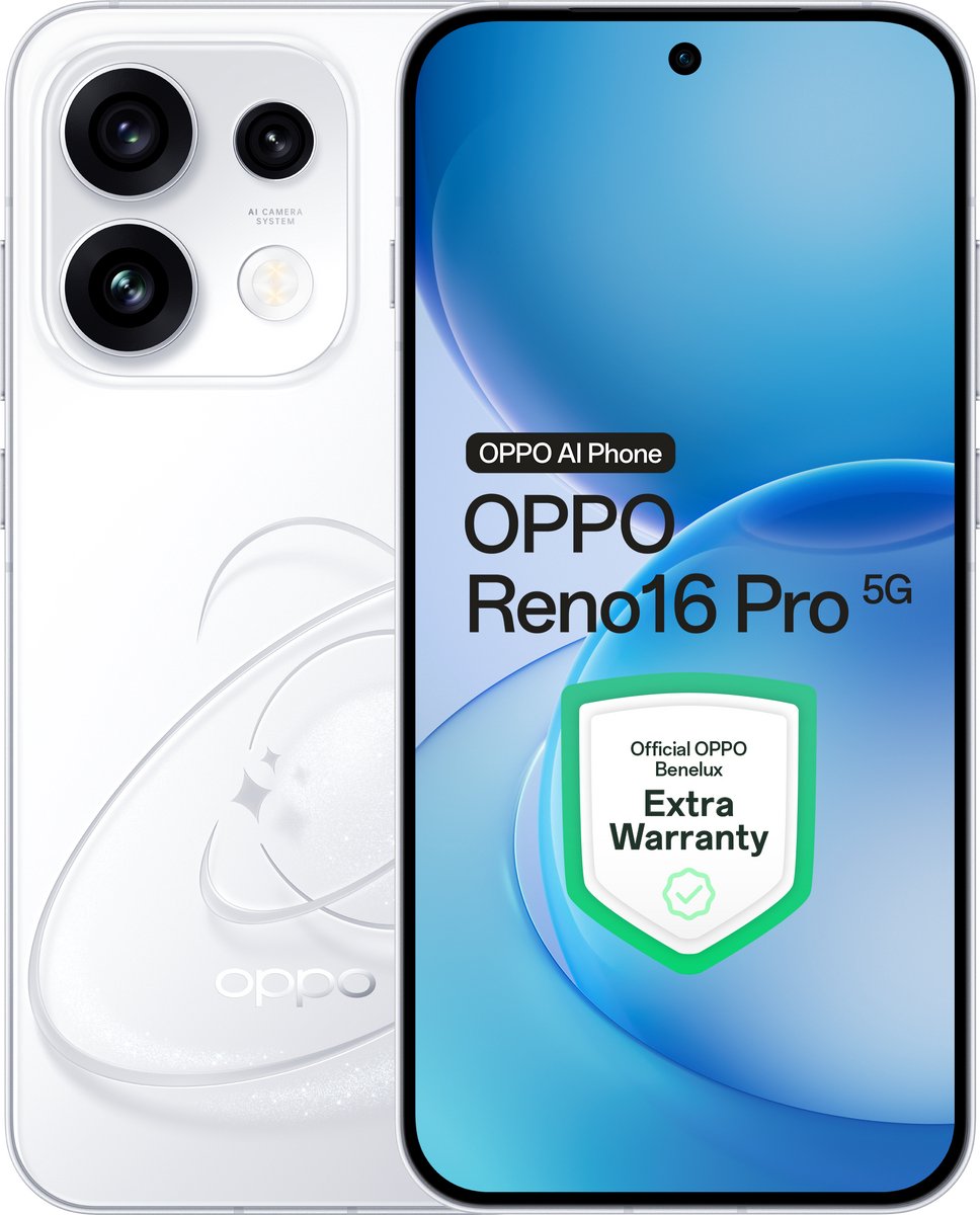 OPPO Reno16 Pro 5G 12+512GB Wit - Extra Garantie
