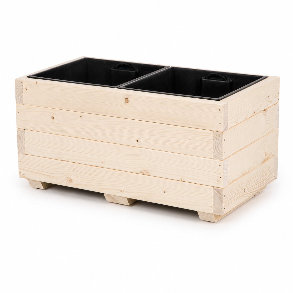 Plant&Bak Plantenbak met Binnenbak Vurenhout L62 × B33 × H32 cm – Houten Plantenbak voor Buiten – Uitneembare Binnenbak – Naturel