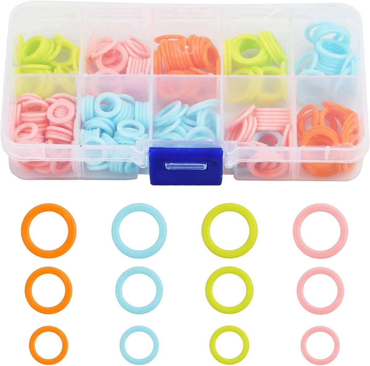 180 Stuks Breimarker Ringen, Kleurige Steekmarkeringen met Opbergtas voor Breien en Haken, Ideaal voor Creatieve Projecten en Naaien
