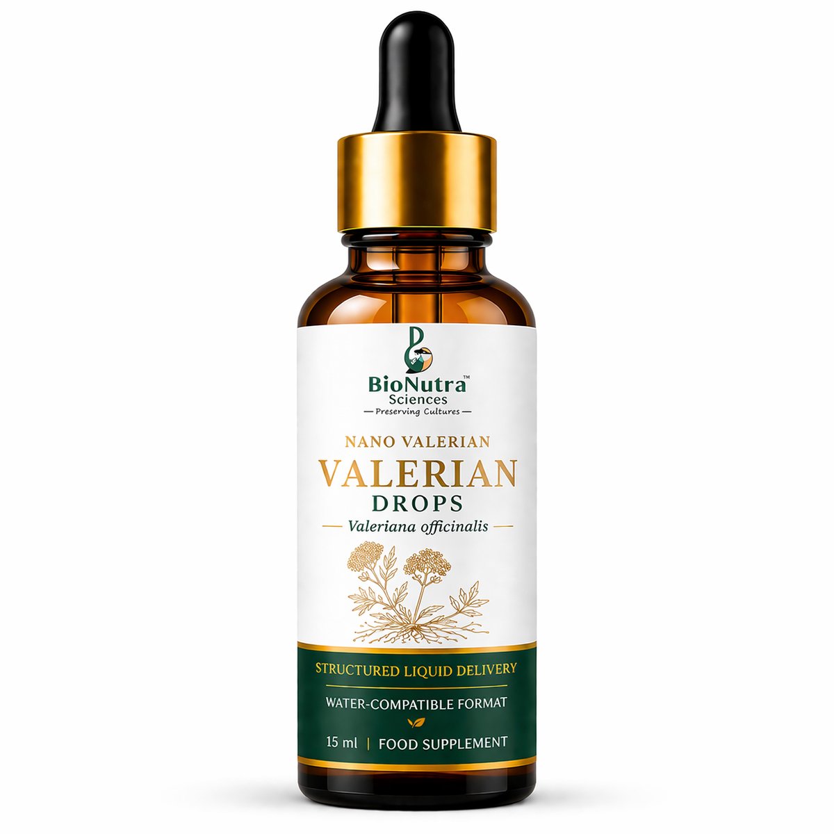 Advanced nanotech- Valerian root micronutrient drops (Valeriana officinalis L) high concentrate, stress management, dietary/ food supplement-15ml