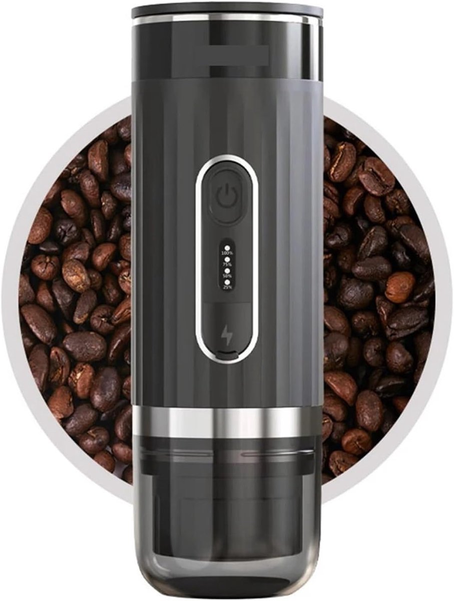 Draagbare Koffiemachine - Reis Koffiezetter - Onderweg Koffie - Draadloos Verwarmend - 7500 mAh Batterij - Zwart