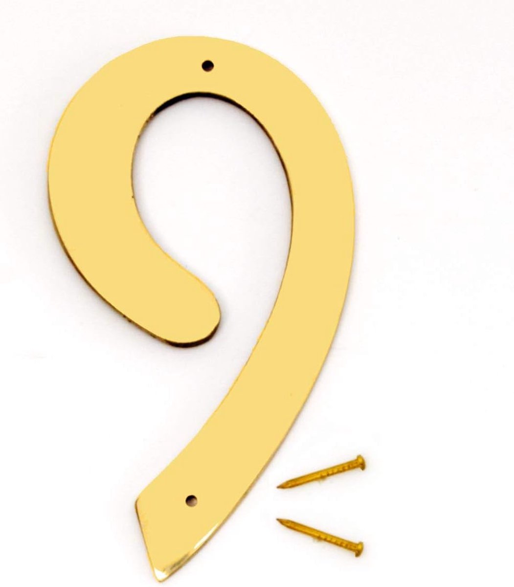 Huisnummer Messing - Nummerbord - Huis Identificatie - Massief Messing - 10.2 cm - Messing