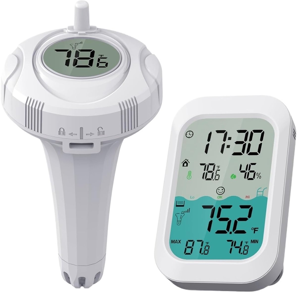 Draadloze Zwembadthermometer - Drijvende Temperatuurmeter - Water Temperatuur Meten - Waterdicht Ontwerp - -20 tot 60°C - Wit