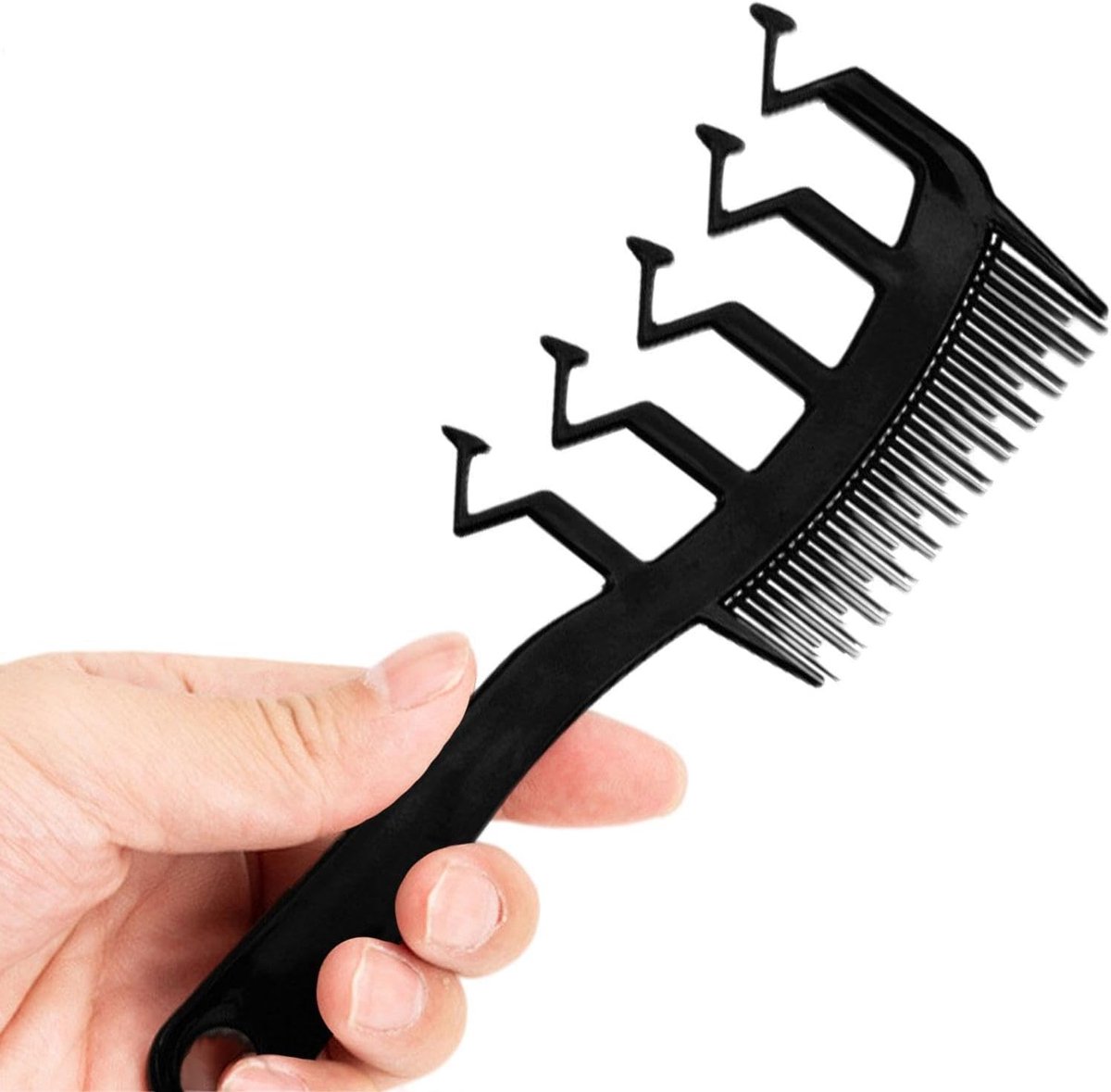 Haarkam Z-vormig - 3-in-1 Styling - Haar Stylen - Brede Fijne Punt - 175 cm - Zwart