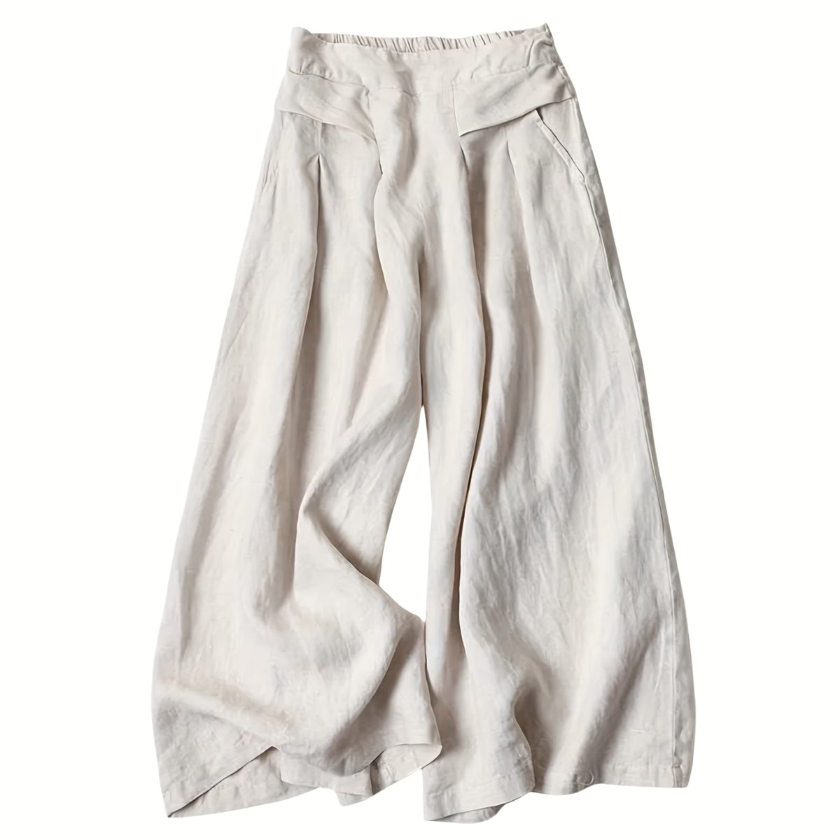 Currero Linnen Broek Dames Zomerbroek Volwassenen Lange Broek Pantalon Strandbroek Zomer Ibiza Stijl Beige
