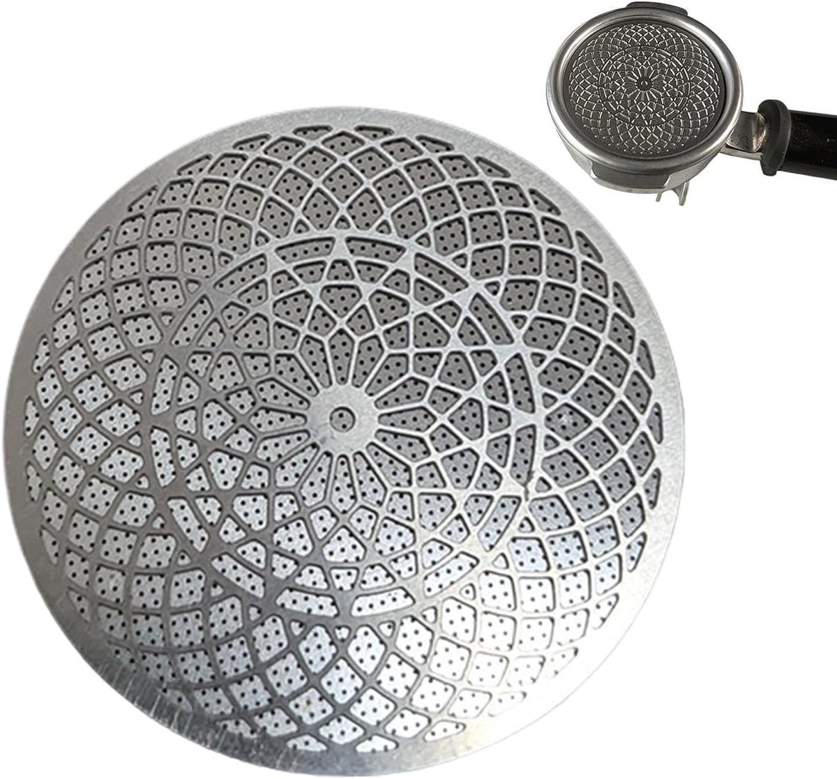 Espresso Puck Scherm Portafilter Zeving Koffie Extractie Verbeteren Unieke Mesh Structuur 51 mm Zilver