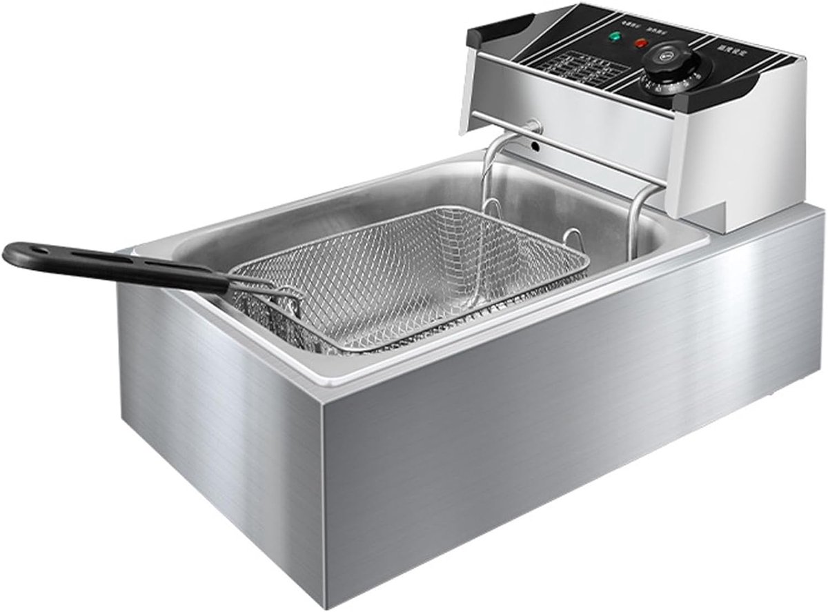 Elektrische Frituurpan Friteuse aanrecht Lekker Frituren Grote inhoud 10L 27.5x42.5x31.5 cm Zilver