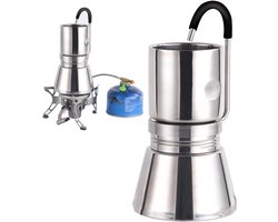 Compacte Pot - Espressomachine Kookplaat - Koffie Zetten - Roestvrij Staal - 110x220mm - Zilver