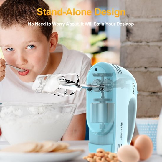 Elektrische handmixer - Keukenmixer - Bakken en mixen - 7 snelheden - 5 opzetstukken - Blauw — afbeelding 4