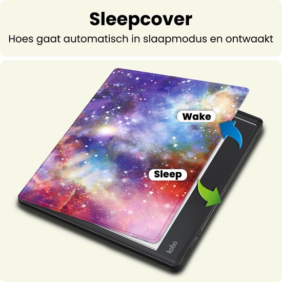 Hoes Geschikt voor Kobo Elipsa 2E - E-reader Hoesje Bescherm Hoesje Case Sleep Cover - Hoes Geschikt voor Kobo Elipsa 2E Hoesje - Galaxy — afbeelding 3