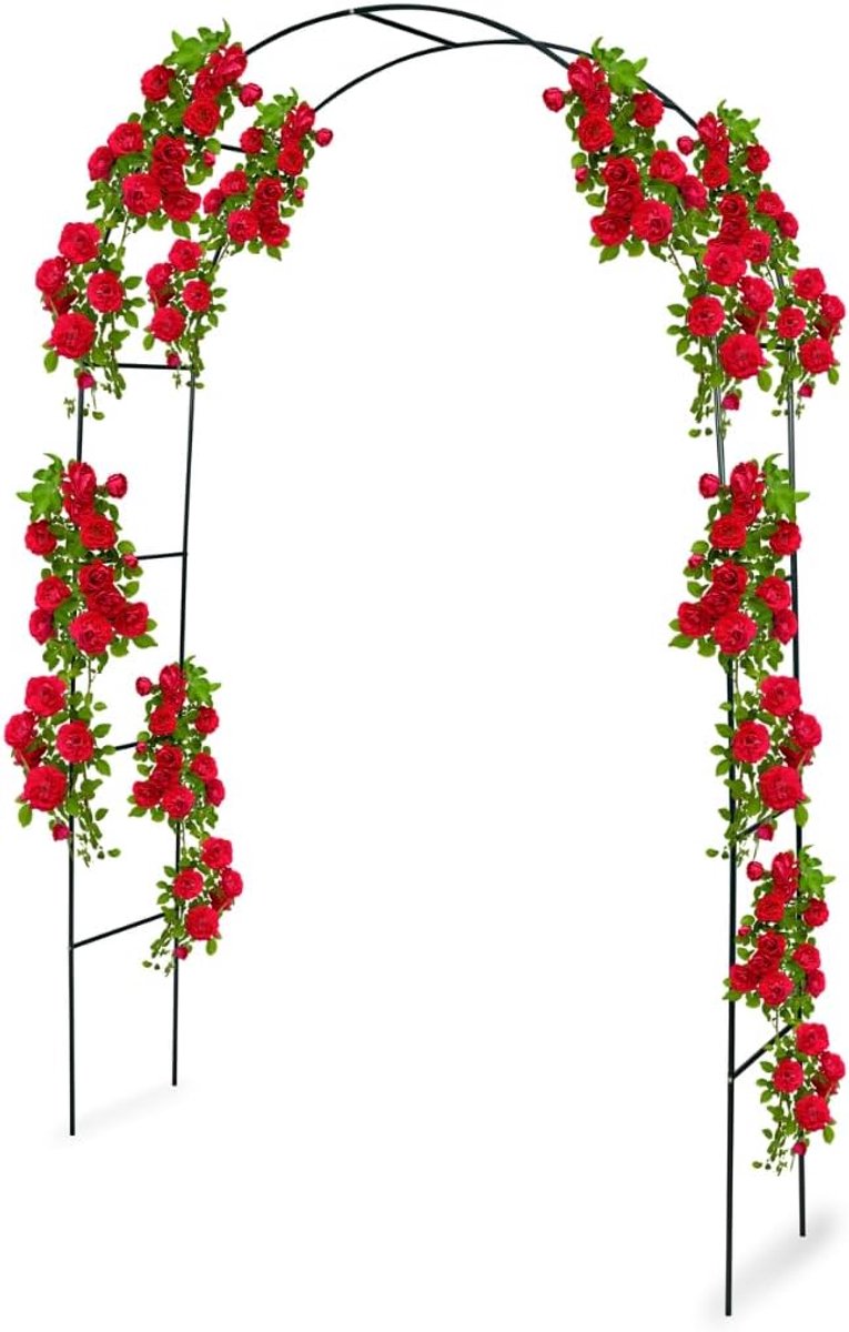 Rozenboog Metaal - Pergola Tuin - Klimplanten Ondersteunen - Weerbestendige Coating - 240 x 140 cm - Zwart