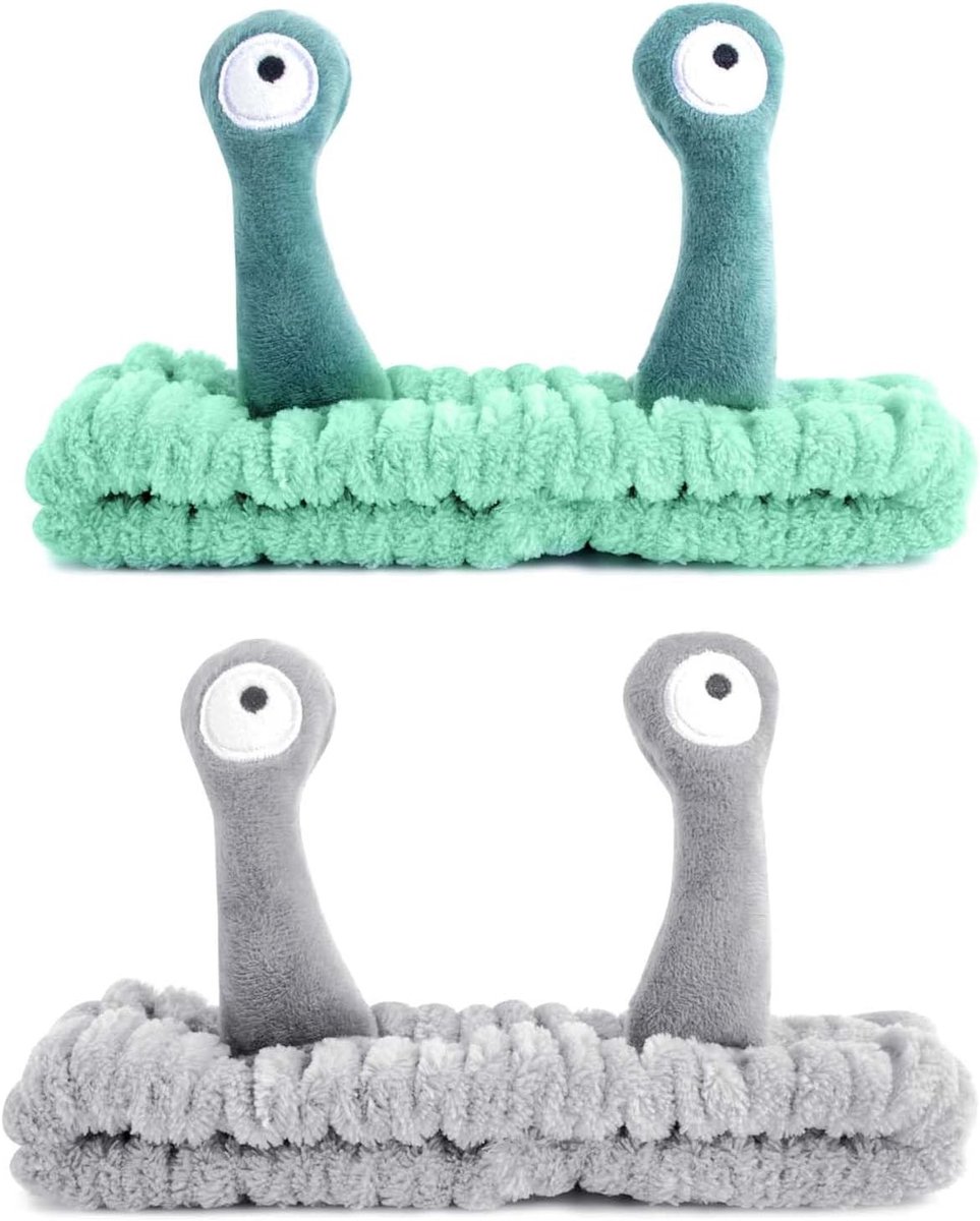 2PCS Slakken Haarbanden voor Make-up en Huidverzorging - Ideaal voor Gezichtsreiniging en Schoonheidsbehandelingen voor Dames in Groen en Grijs