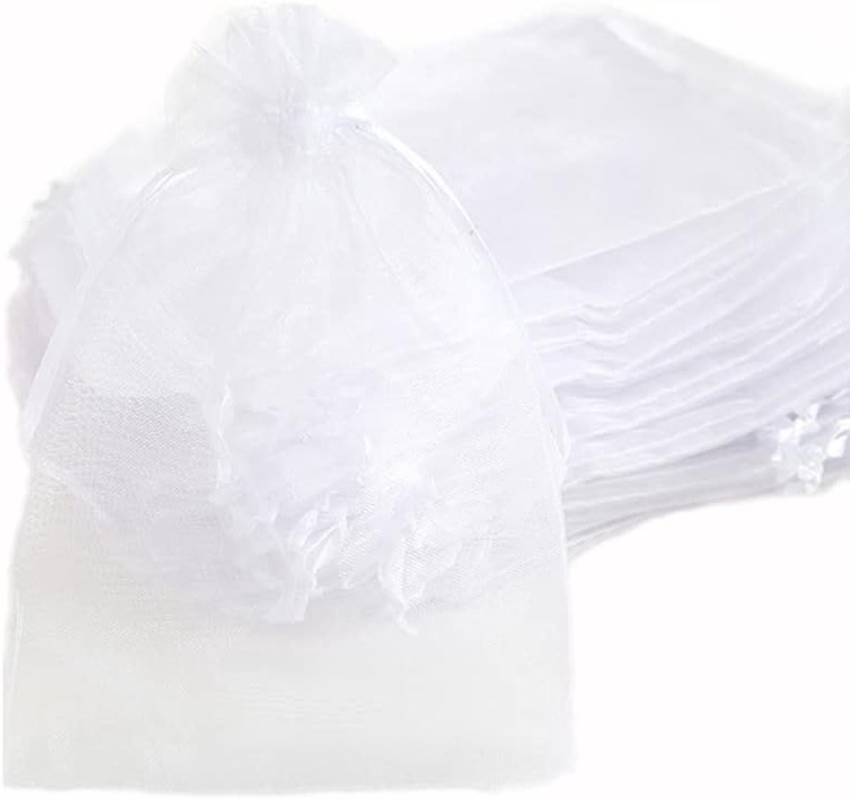 Set van 30 Organza Tassen voor Cadeaus, Trouwen, Feestjes en Decoratie - 7 x 9 cm, Wit, Ideaal voor Snoep, Sieraden en Geschenken