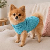 Honden Trui Gebreid Turquoise - Maat XL – Warme Puppy & Kleine Hond Trui – Zachte Kabel Knit Sweater voor Herfst & Winter – Turquoise