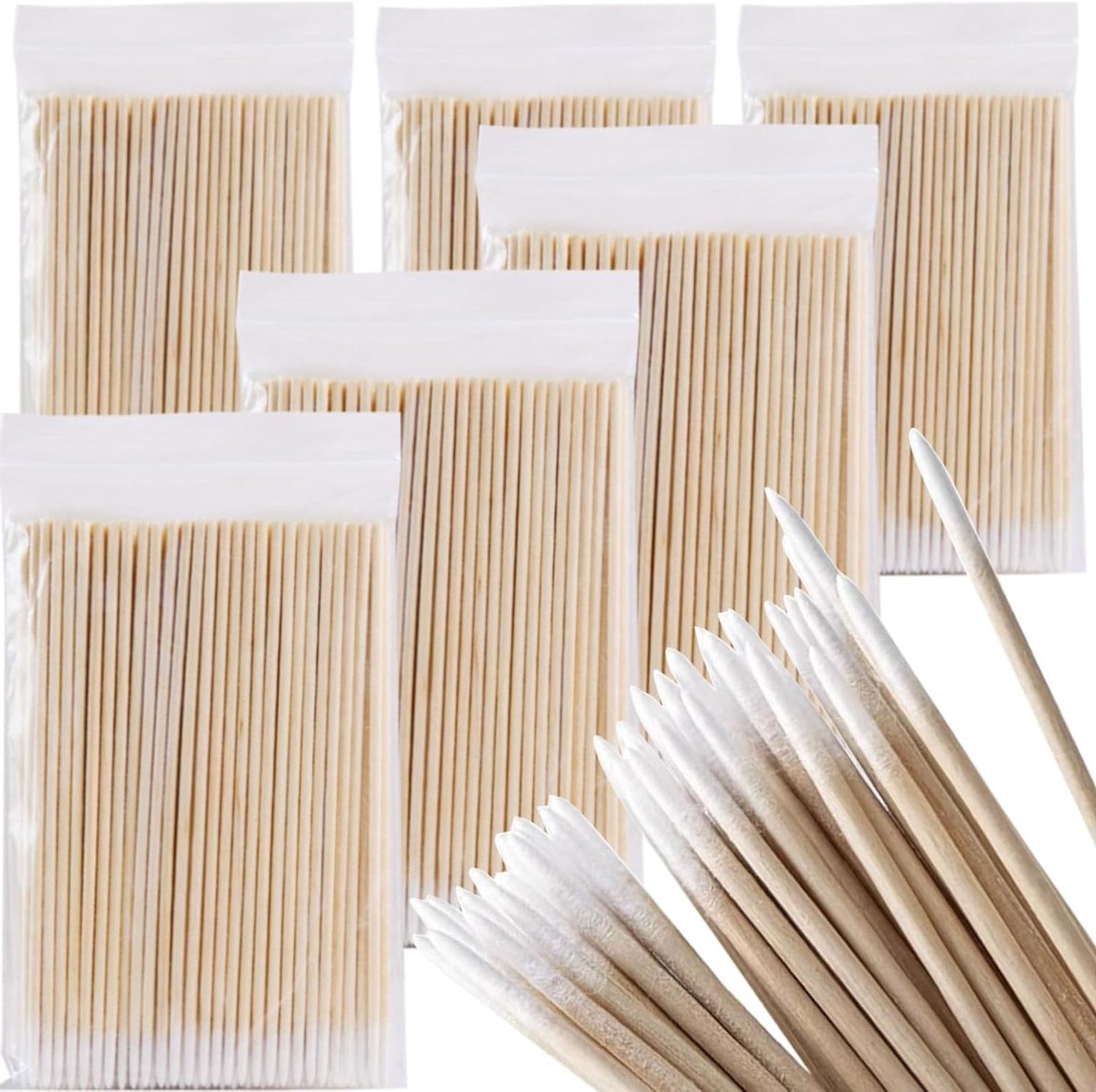 600 Stuks Katoenen Wattenstaafjes van Hout 7 cm, Zachte Tips, Geschikt voor Make-up, Verzorging en Schoonmaak