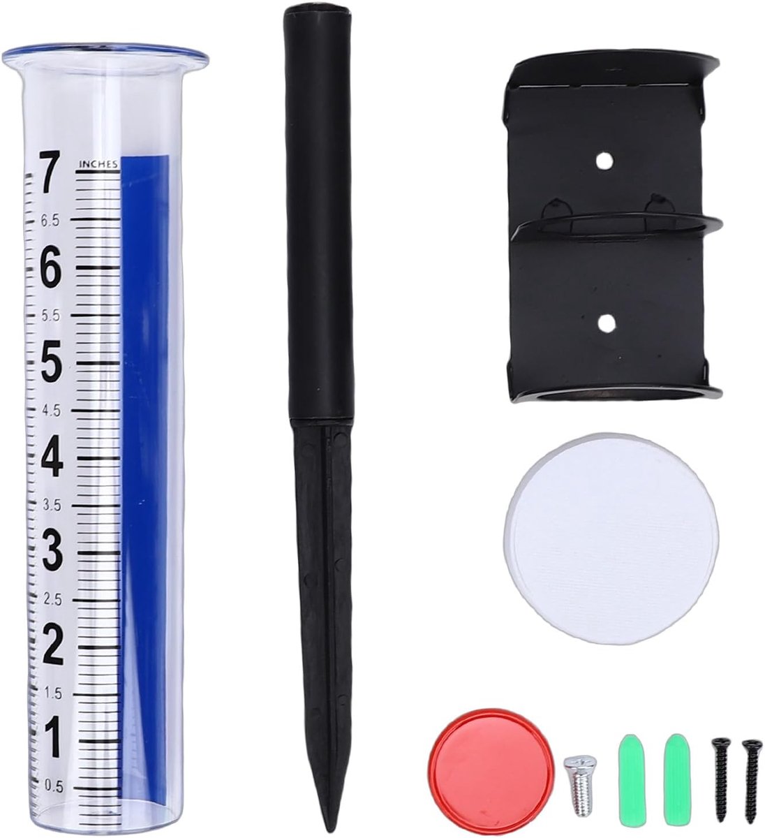 Regenmeter Tuin - Meetbuis Neerslag - Nauwkeurig Meten - Stabiele Metalen Paal - 21.5 cm Buislengte - Transparant