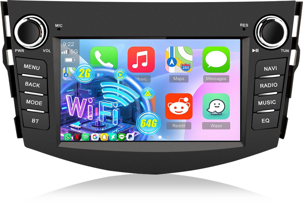 Cestovet Autoradio - Geschikt voor Toyota RAV4 (2006-2012) - met bluetooth - Carplay - Navigatie Navigatiesysteem auto - 2GB 64GB