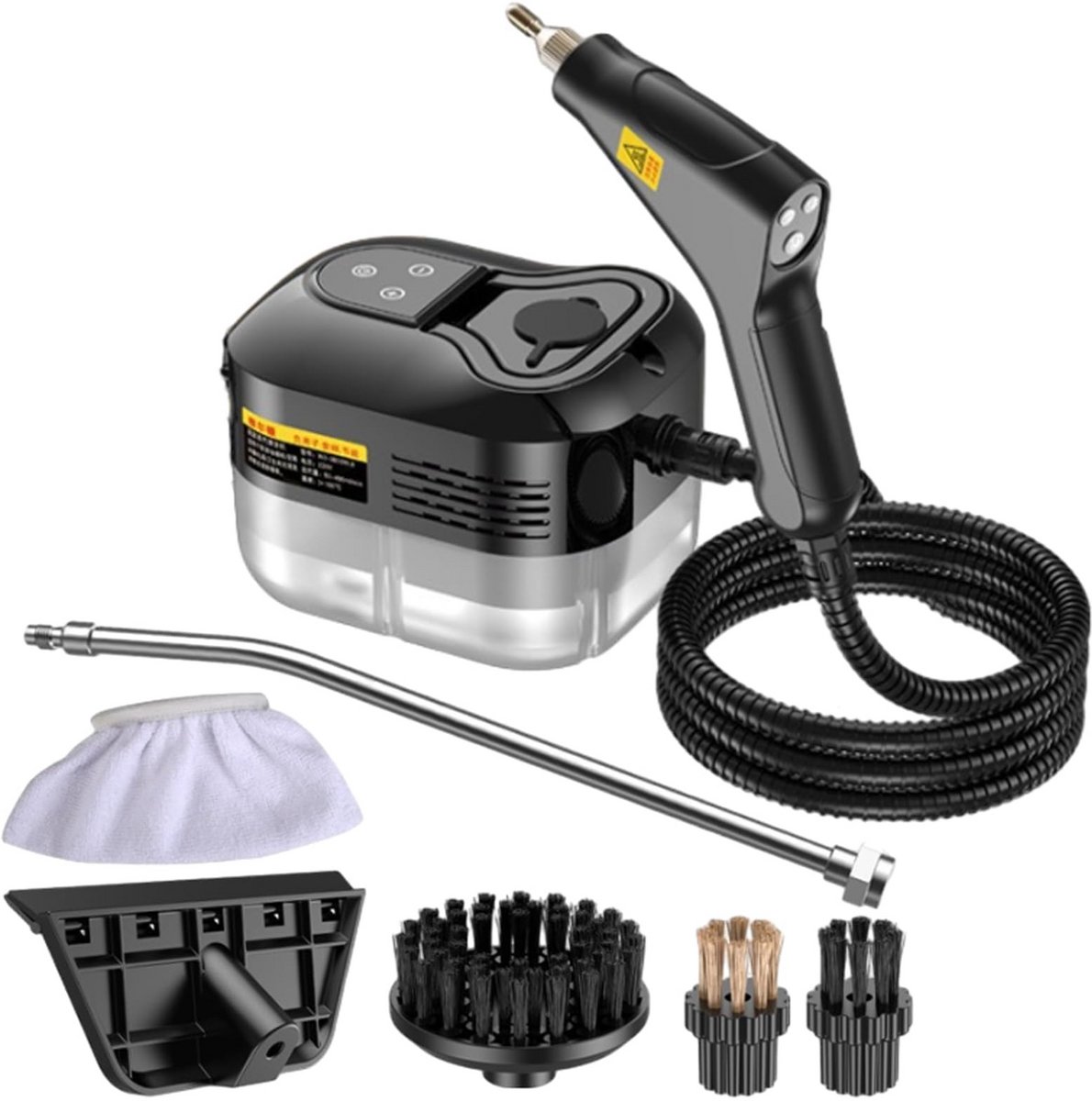 VONKELIOS®1500W Handgedrukte Stoomreiniger, Hogetemperatuurstomer met 6 Instelbare Niveaus, 1200ML Watertank, Snelle Opwarmtijd, Voor Keuken, Badkamer, Auto en Voegreiniging (zwart)