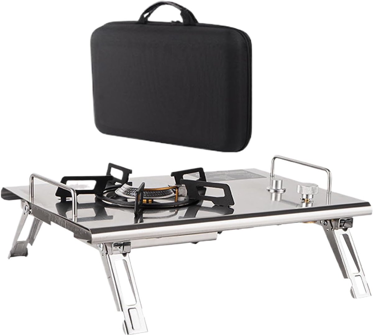 Camping Kooktoestel - Draagbare Brander Tafel - Outdoor Koken - Inklapbaar Ontwerp - 415 x 29 x 105 cm - Zilver