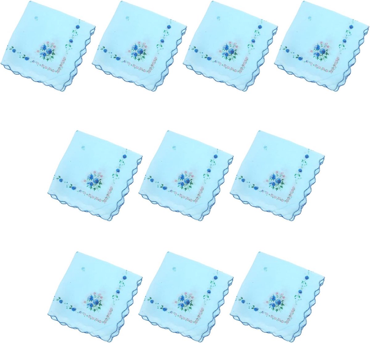 Zakdoek Katoen Bloem - Dames Kinder Zakdoek - Dagelijks Gebruik - Zacht Ademend Katoen - 10 stuks - Wit