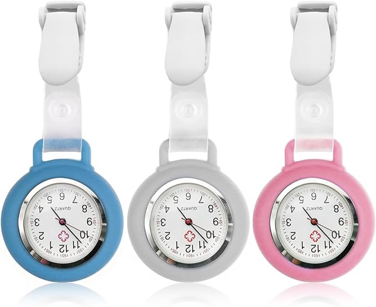 Verpleegstershorloge met Clip - Analoog Kwarts Zusterhorloge van Siliconen - Zakhorloge voor Verpleegkundigen, Zorgverleners en Artsen - Dames Heren