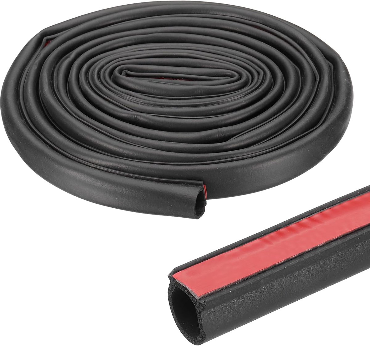 Rubberen Afdichting D-profiel - Dichtingsstrip - Tochtvrij Maken - Zelfklevend EPDM - 4 meter - Zwart/Rood
