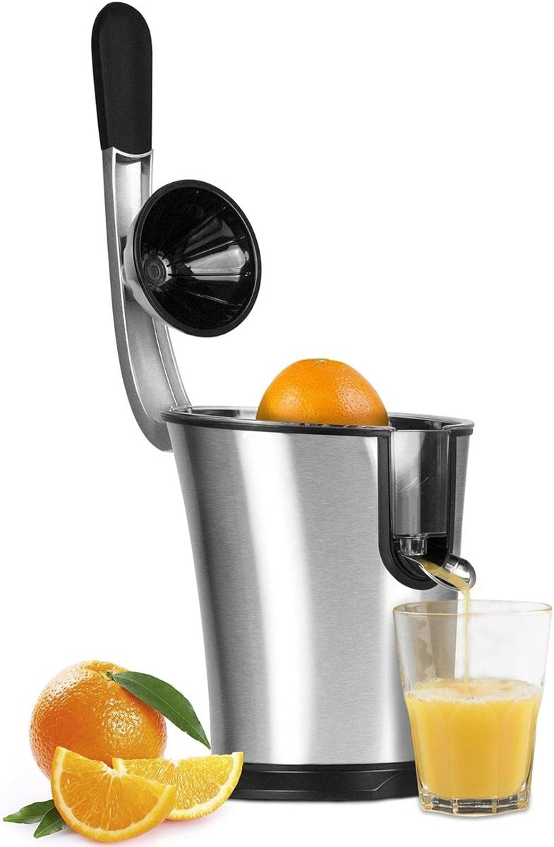 Elektrische Citruspers 160W Krachtige Sinaasappelpers met Universele Perskegel RVS Zeefinzetstuk en Druppelstop Citruspers voor Sinaasappels Citroenen Limoenen en Grapefruit