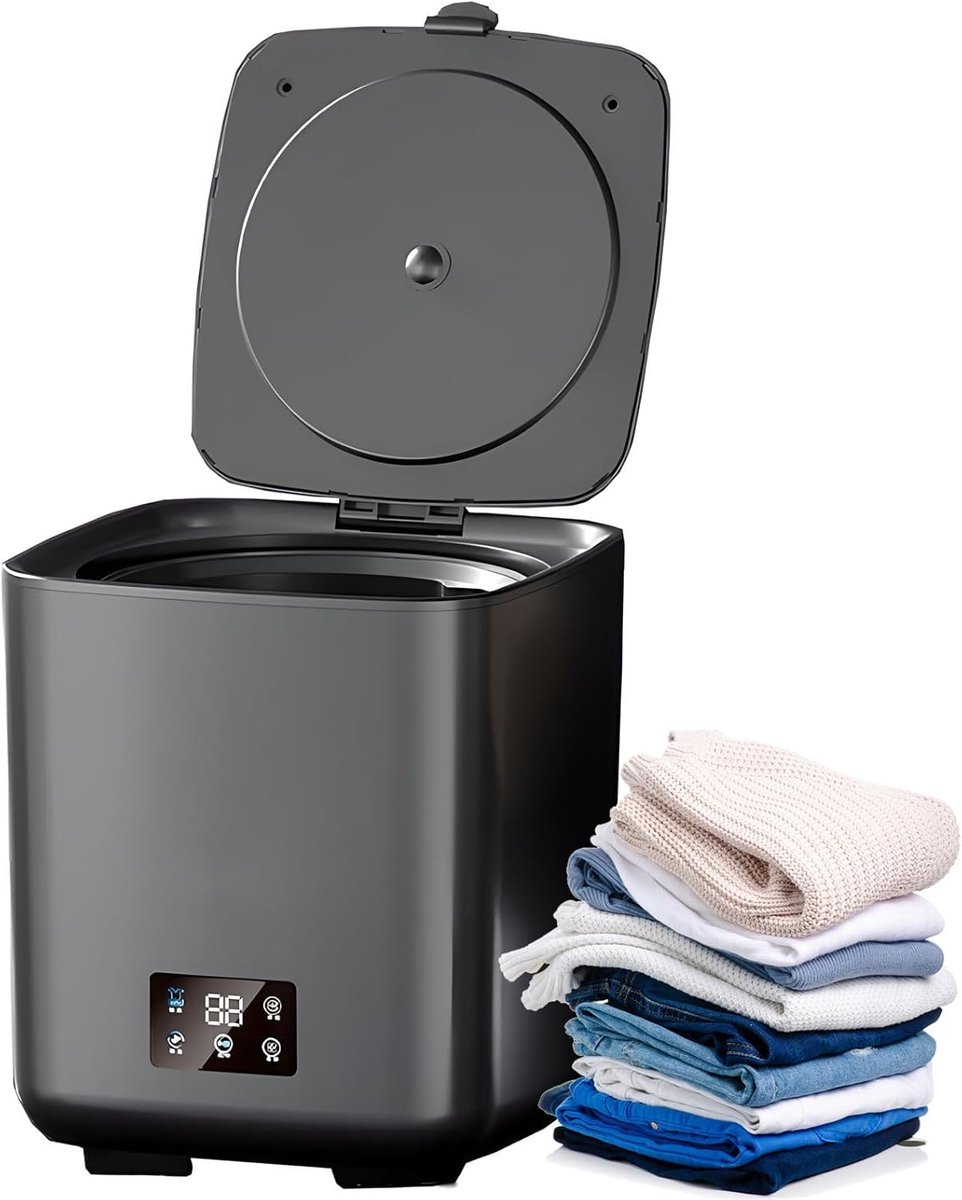 Compacte Wasmachine Draagbare Wasser Reizen en Thuis LCD Touchscreen 10 Liter Inhoud Zwart