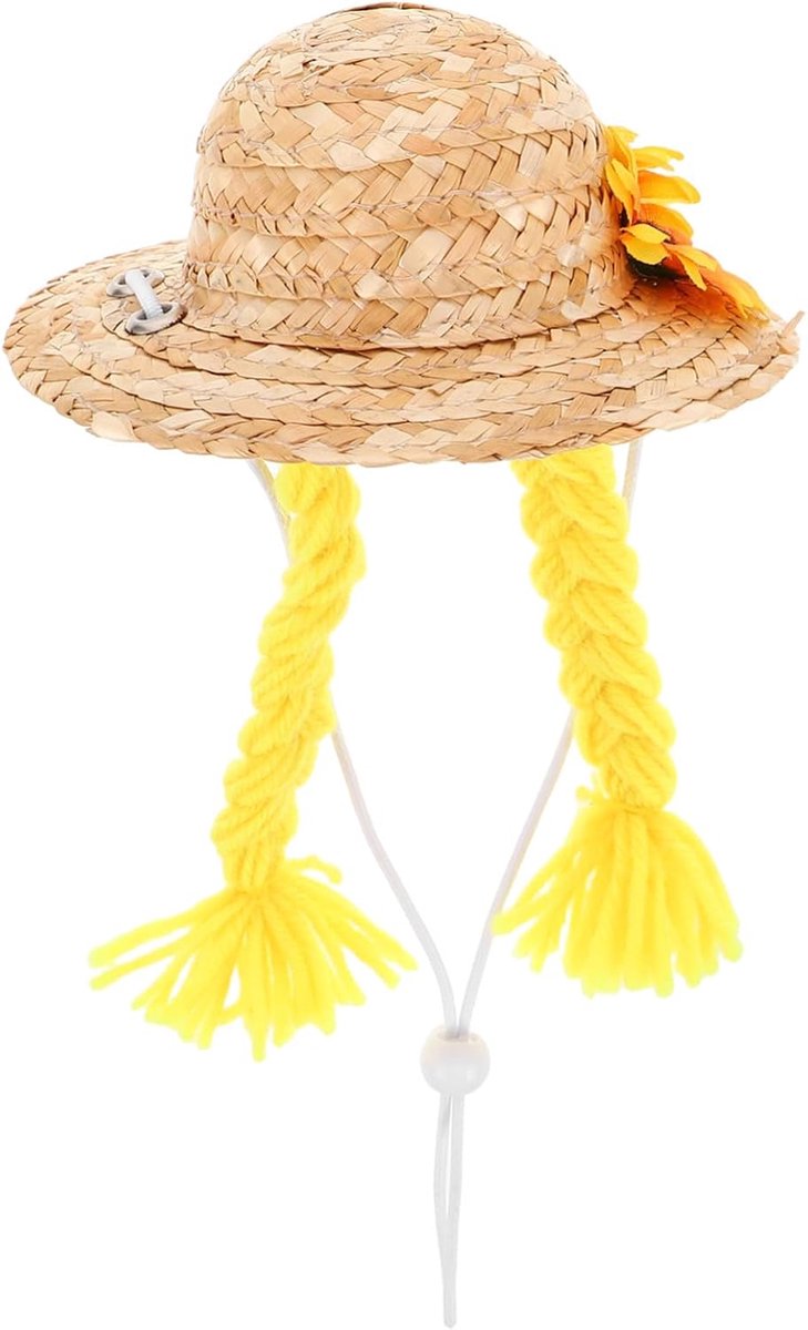 Ganzenhoed met zonnebloem - Strohoed accessoire - Buiten decoreren - Handgemaakt vakmanschap - 115 cm hoog - Multicolor