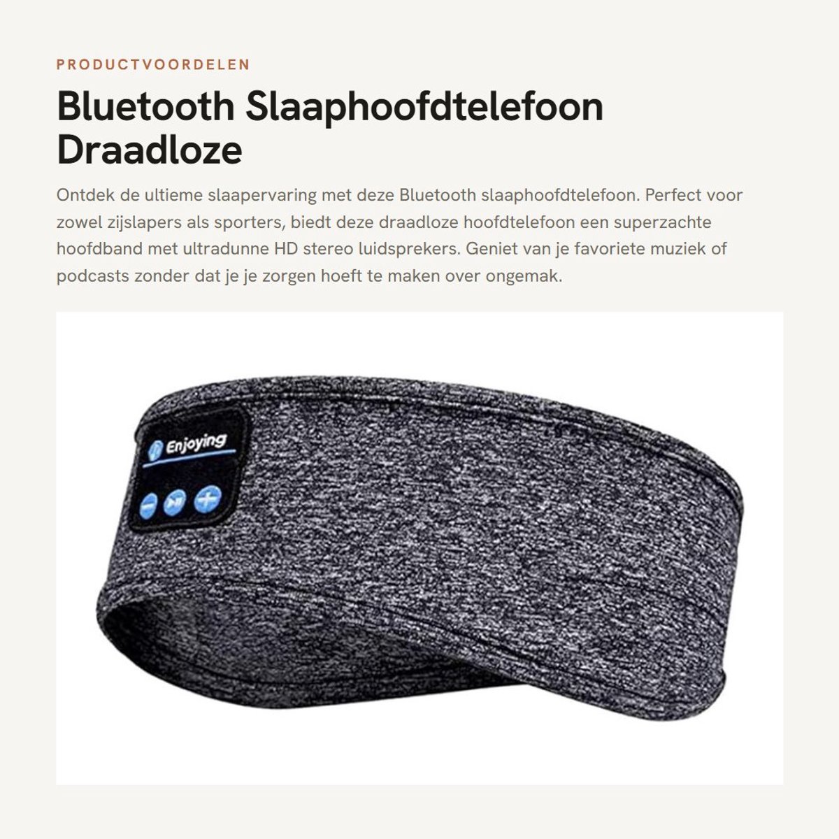 Dailygoods - Bluetooth Slaaphoofdtelefoon - Draadloze Hoofdtelefoon - Super Zacht Ontwerp - Ultradunne HD Stereo Luidsprekers - Ideaal voor Sport en S...