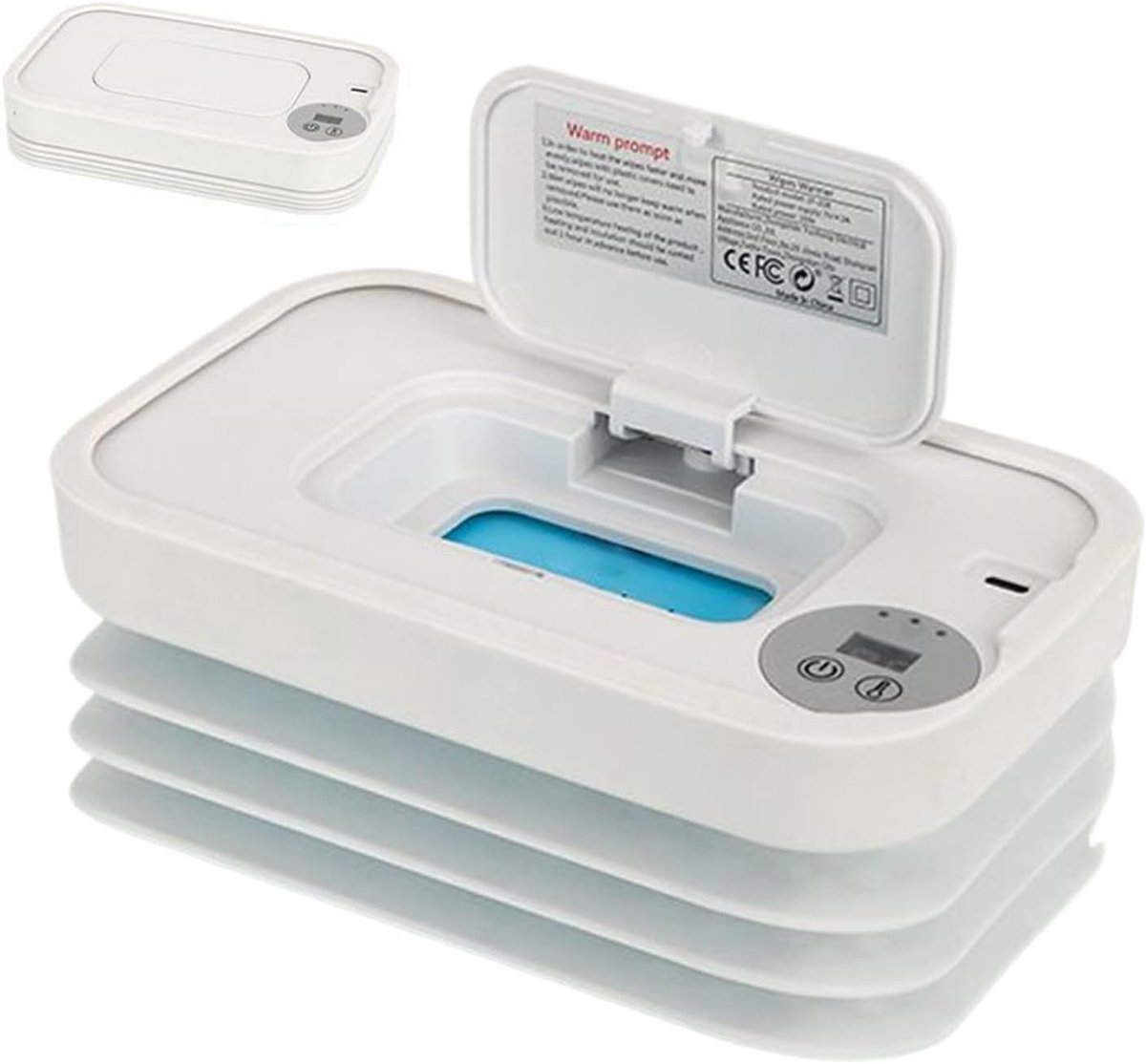 Baby Doekjes Warmer - Draagbare Dispenser - Onderweg Schoonmaken - Snelle USB Verwarming - 20 x 12.2 cm - Wit