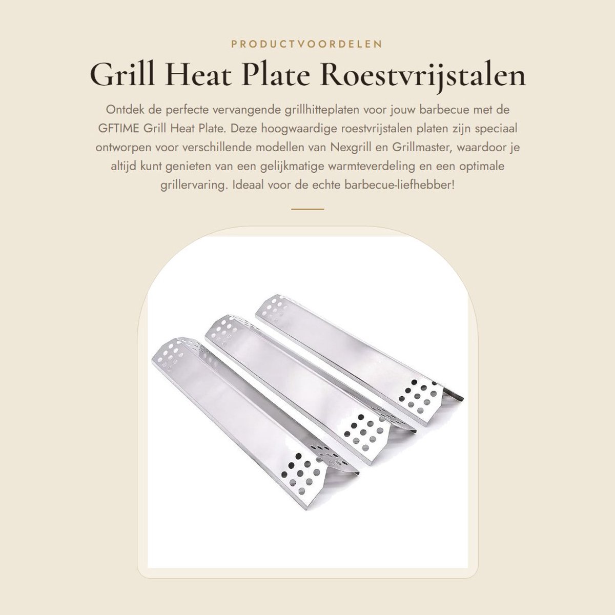Grill Heat Plate voor Nexgrill en Grillmaster - RVS Vlamverdeler, 37CM, Vervangingsonderdelen voor Barbecue en Grillaccessoires
