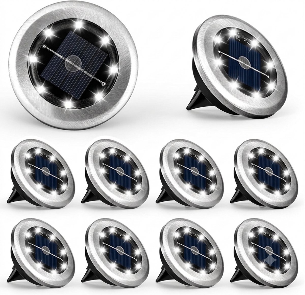 Livatto Tuinverlichting op zonne-energie 10 stuks - Mini solarlampen, waterdicht, warmwit voor terras, oprit en landschap
