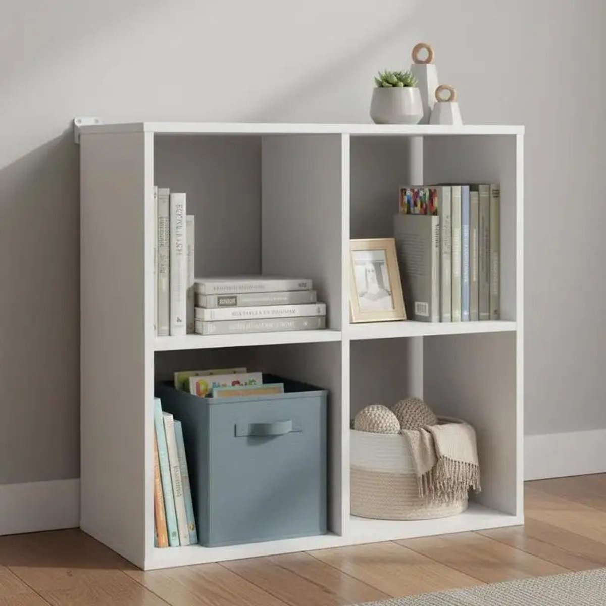 Dailygoods 4-kubus boekenkast Home 2-laags boekenplank met anti-omvalset-wit