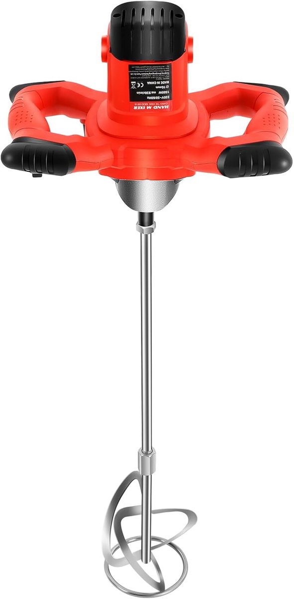 Krachtig Roerwerk - Mortelmixer Betonmixer - Materiaalmengen Werk - 6-Traps Toerentalregeling - 1500 W - Rood