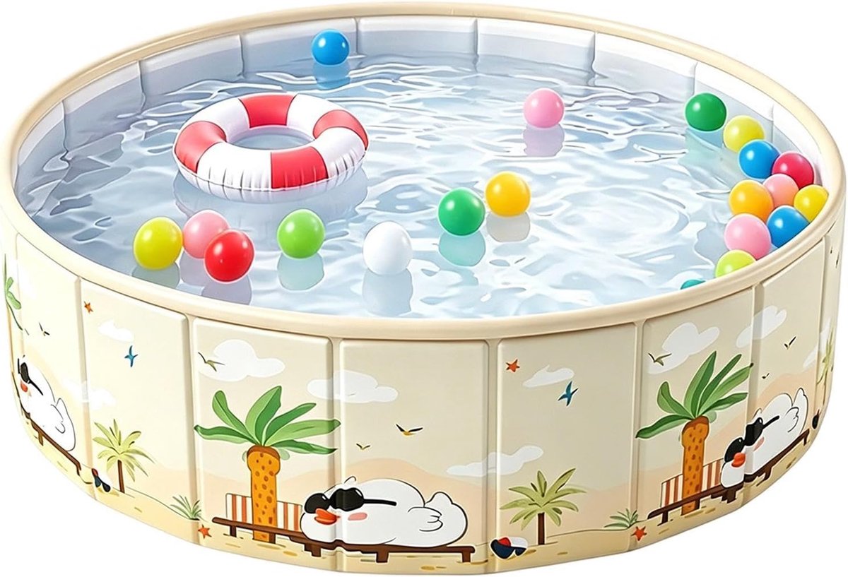 Opvouwbaar Huisdierzwembad - Hondenbadkuip Kinderbadje - Buiten Spelen - Snelle Installatie - 90 x 45 cm - Meerkleurig