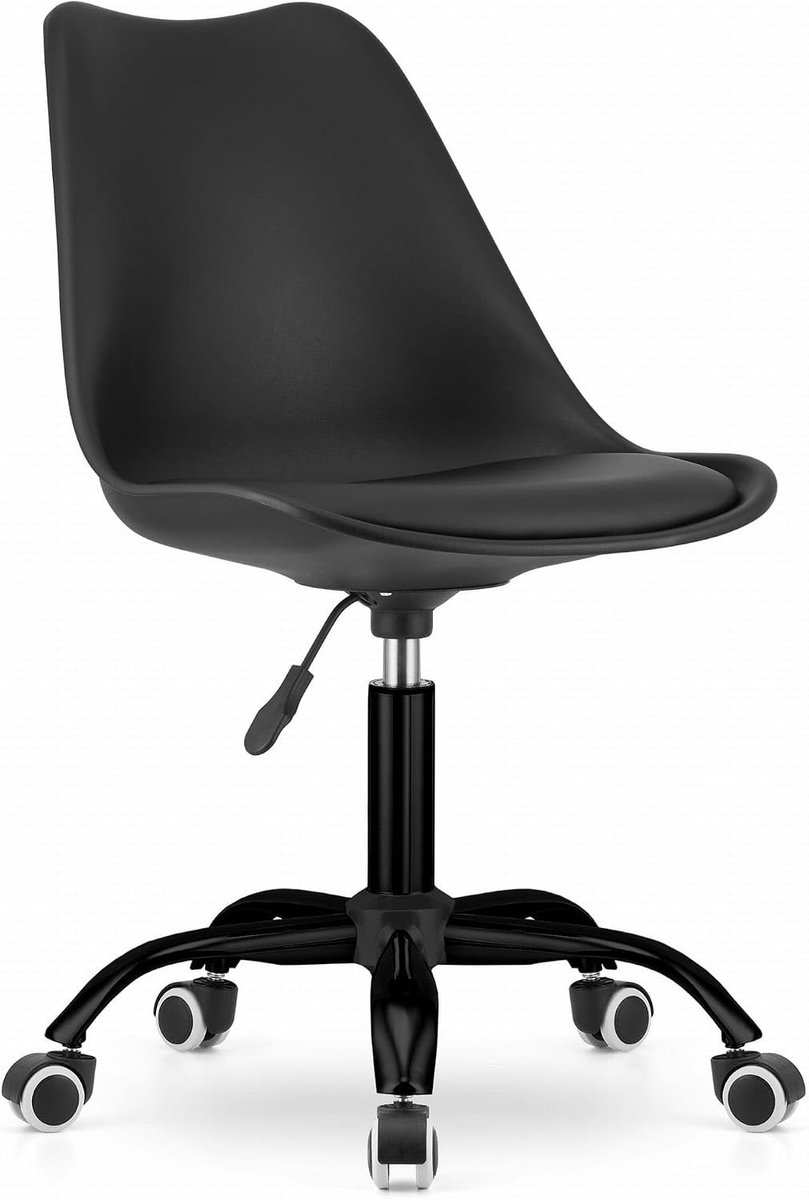 Draaibare bureaustoel - Ergonomische stoel - Thuiswerken - Tijdloos design - 56.5 cm breed - Zwart