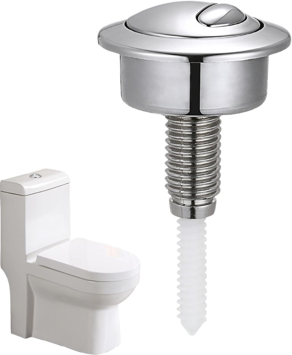 Toilettankknop - WC spoelknop - Toilet reparatie - Dubbele spoeling - 48 mm gat - Zilver
